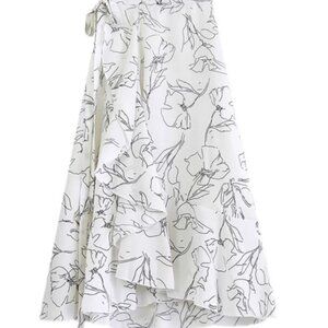 New 2024 summer skirt women's chiffon high waist flowy all-match A- line skirt